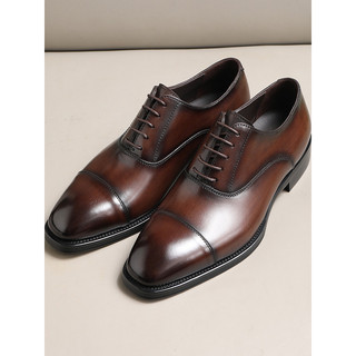 Sapatos masculinos de couro polido feitos à mão estilo britânico de três seções, sapatos formais de negócios de alta qua