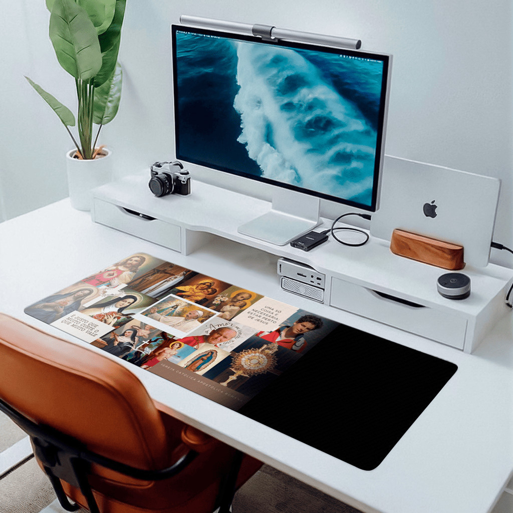 Mousepad 80x30 centímetros Santos Catolicos  lavavel speed antiderrapante Nossa Senhora Mouse Pad Grande RGB