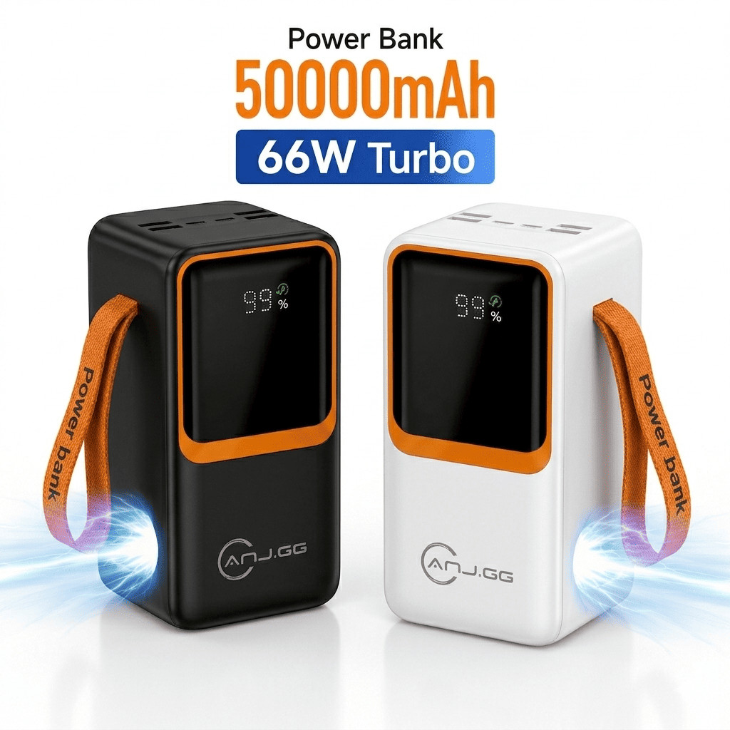 Power Bank 50000mAh 66W Super Turbo Fast Charge Display LED p/ iPhone Android Display Digital 6Saída
