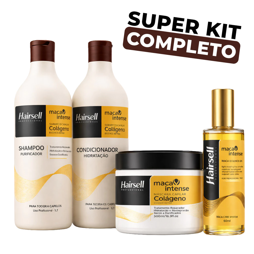 Kit Shampoo + Cond Purificador 1L Máscara Hidratação 500g Óleo Reparador 60ml Hairsell — imagem 1