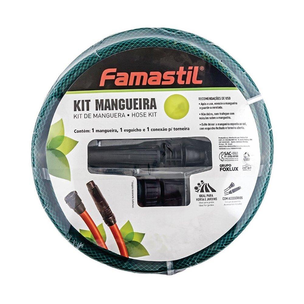 Mangueira Jardim Famastil Trançada 7/16x1,5mm Verde com Kit 10m