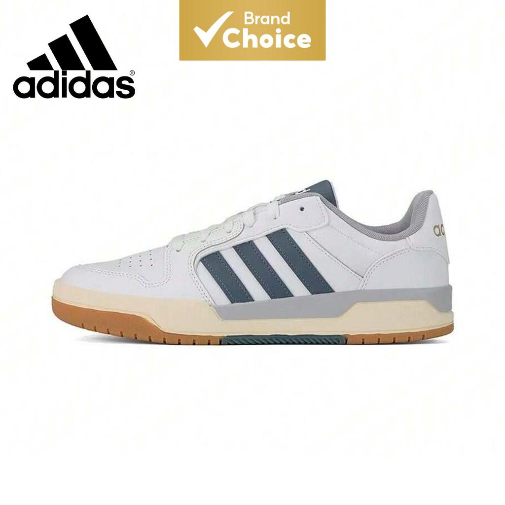 Tênis de basquete retrô Adidas ENTRAP para homens, baixo, confortável, versátil e durável, nas cores branco e azul
