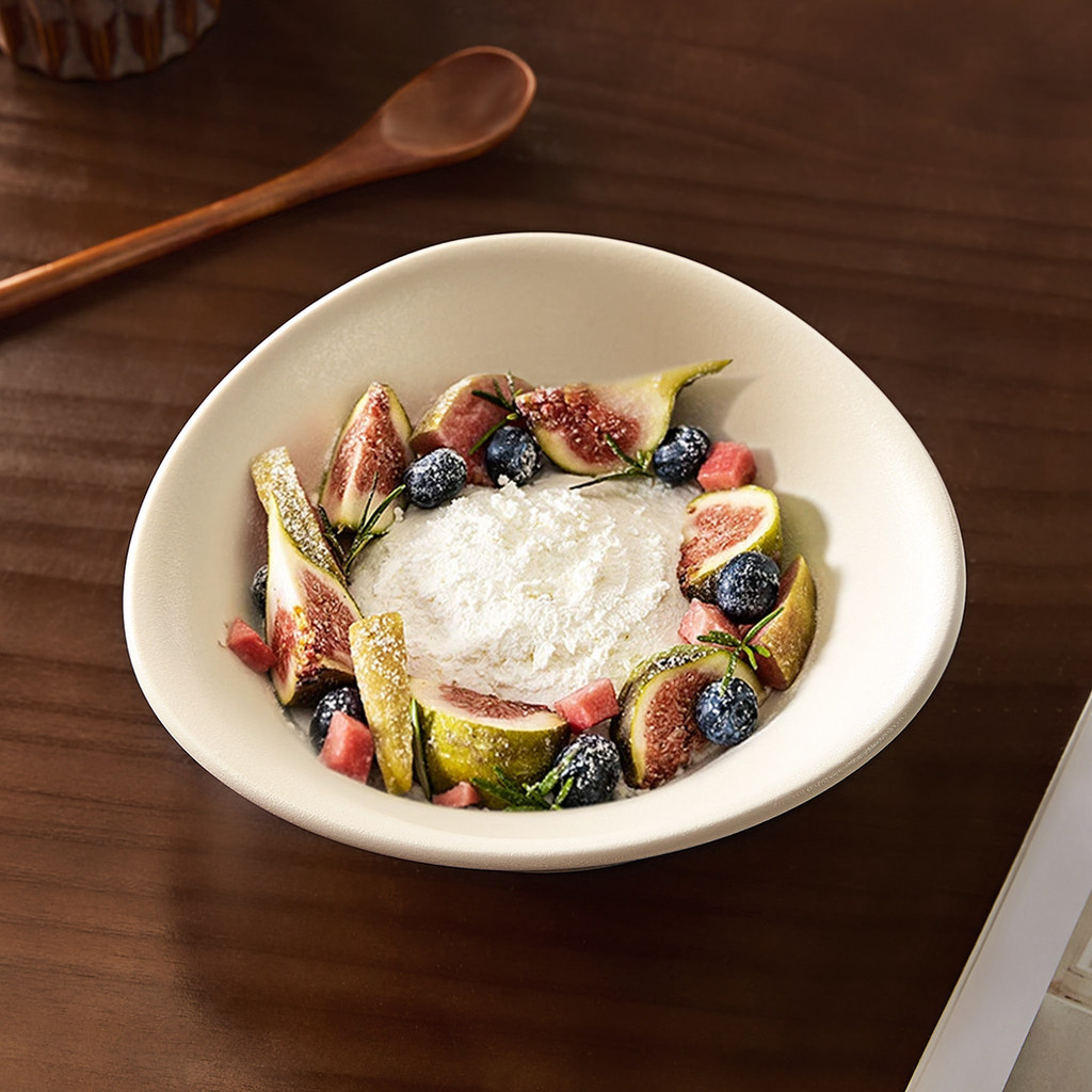 Tigela de iogurte tigela de aveia com colher utensílios de mesa de alto valor tigela de salada de frutas café da manhã s