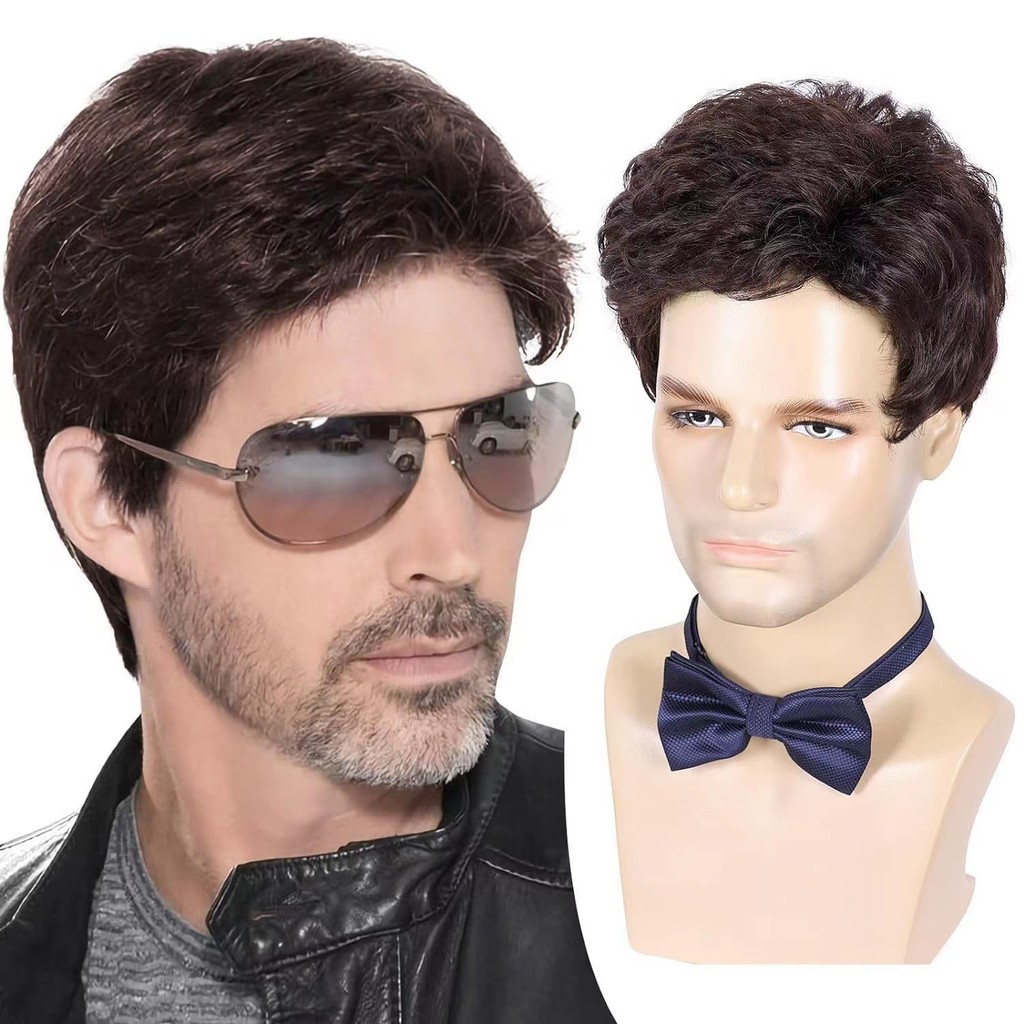 Peruca de seda cabelo curto comprar cabelo curto chapelaria térmica totalmente química fibra masculina alta temperatura