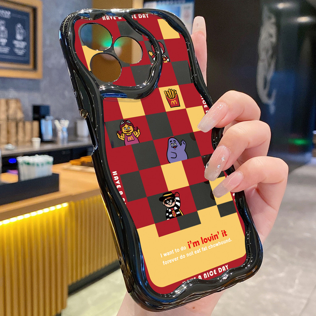 Compatível Com OPPO A17 A16S A12 A53 A31 Reno7 4G Reno8 5G C53 C21Y Xadrez Big Mac Get Rich Case Capa De Onda Interna