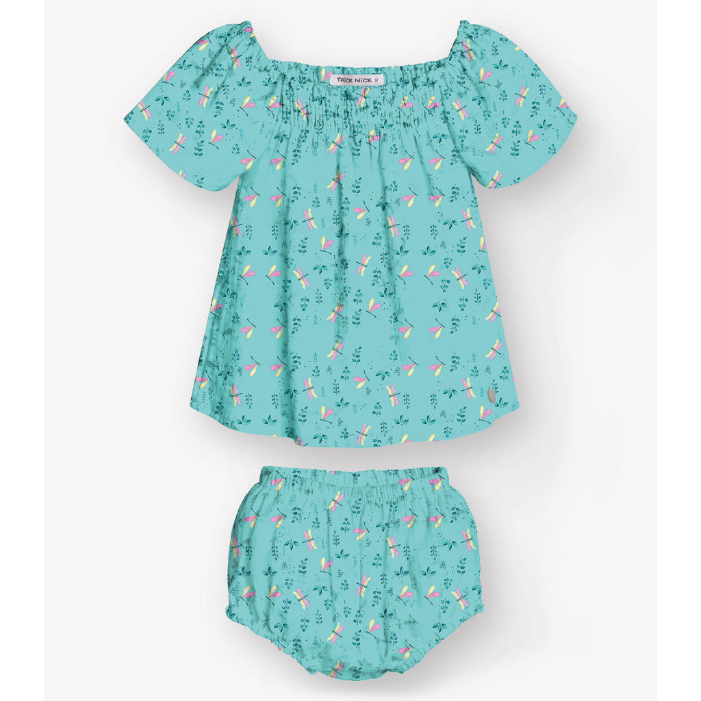 Conjunto Bata com Calcinha Menina Trick Nick Azul