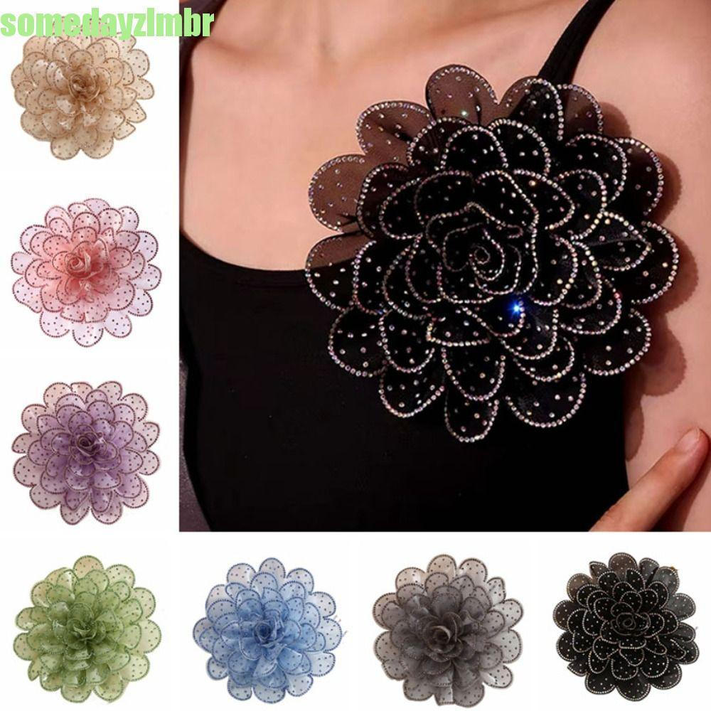 SOMEDAYZL0M Patch De Roupas , Gaze De Malha 3D Remendo De Flores De Tecido Grande , Apliques De Strass