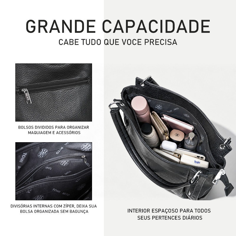 Bolsa Mochila Feminina Grande de Ombro — foto 3