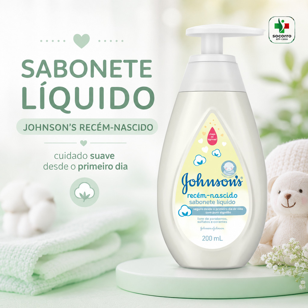 Sabonete Líquido Johnson’s Baby Recém-Nascido 200ml Puro Algodão