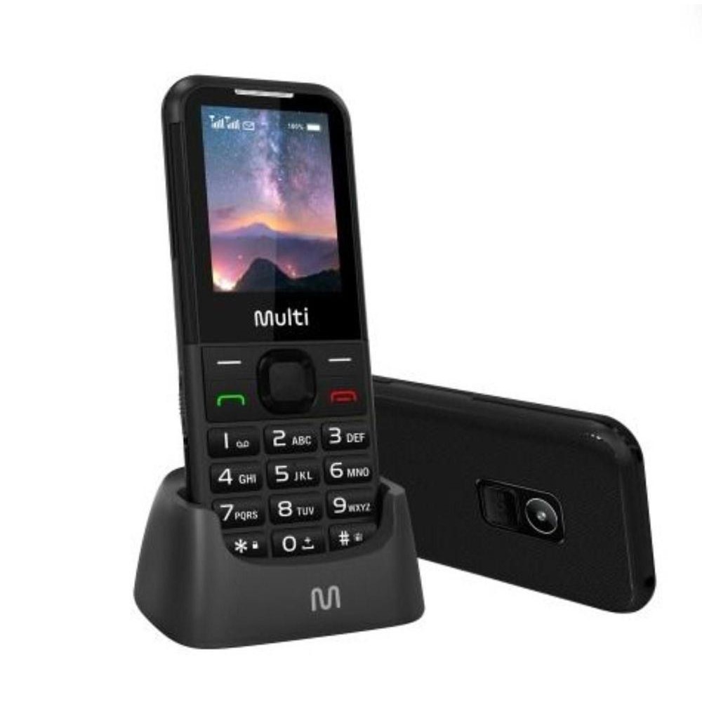 Celular idoso simples Multi Vita 4G C/ Base Carregadora Dual Chip, Botão SOS