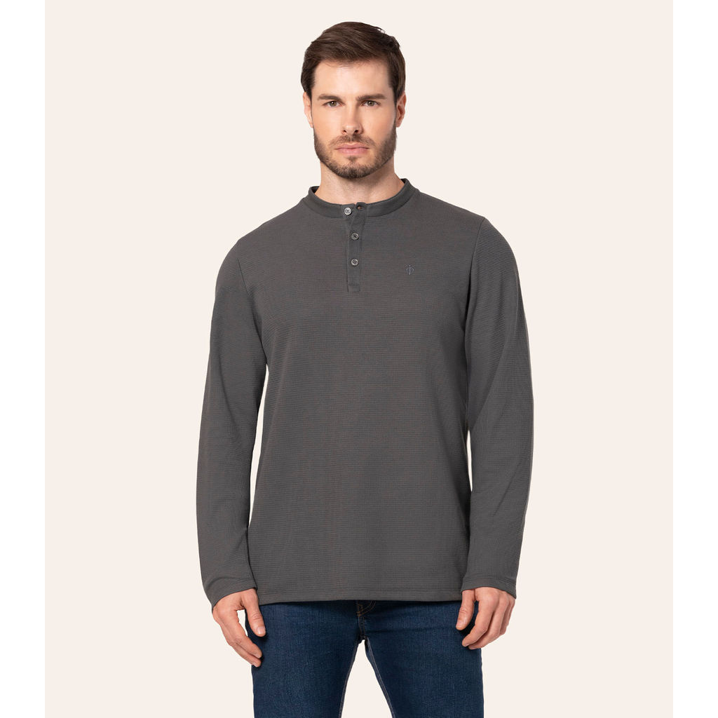 Camiseta Masculina Manga Longa Malhão Diametro Cinza