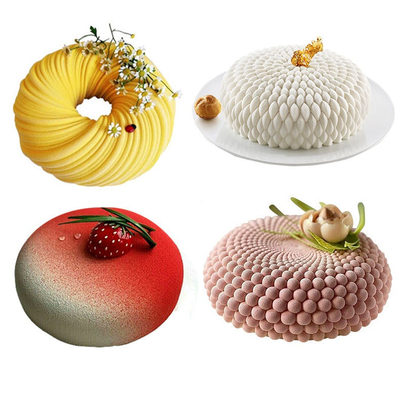Molde Redondo De Pastelaria De Silicone Para Bolo De Esponja Chiffon Brownie Panela 3D Formas Sobremesa Francesa