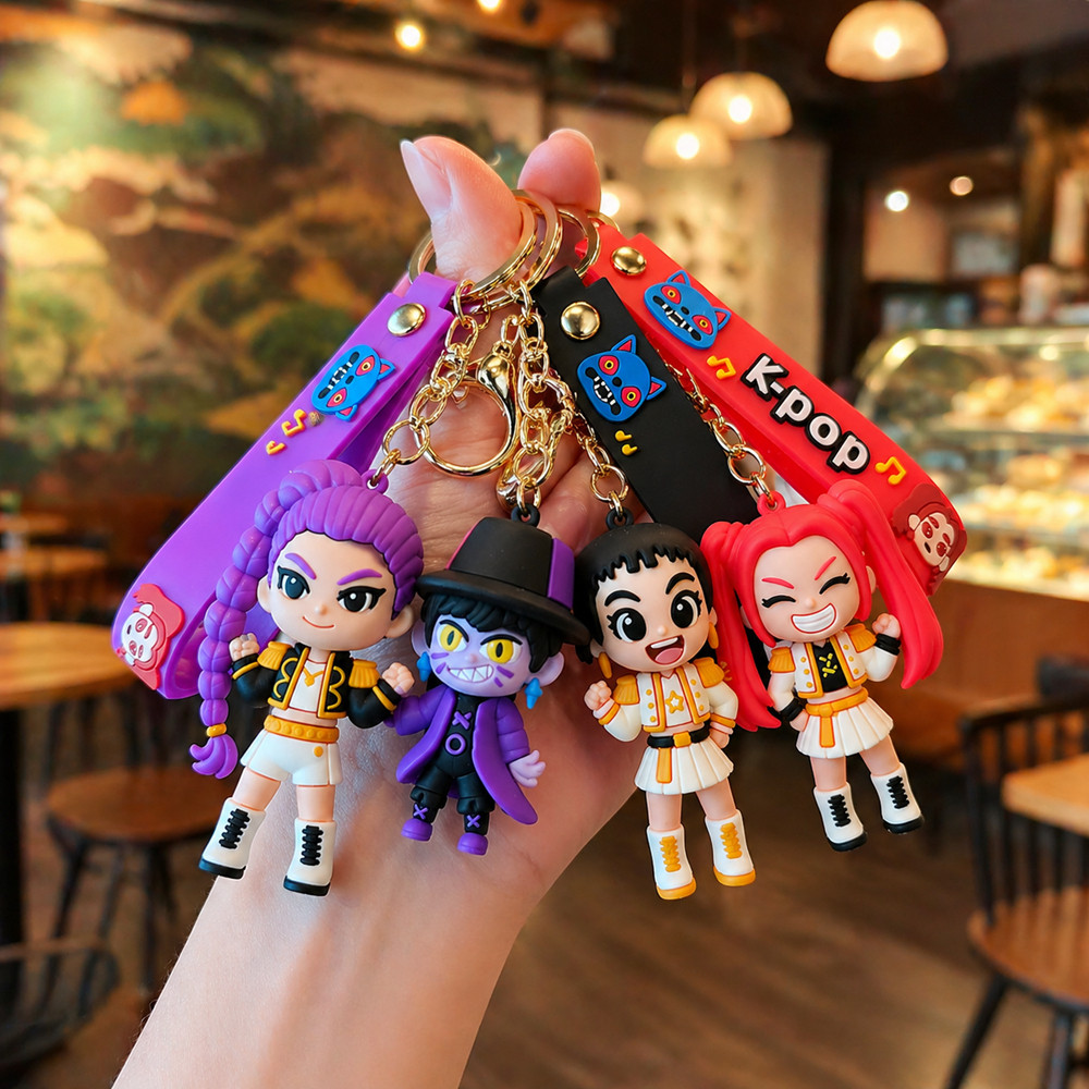 Chaveiro de Boneca de Grupo de Meninas Caçadoras de Demônios em Estilo Cartoon Fofo, Pingente para Bolsa, Lembrança