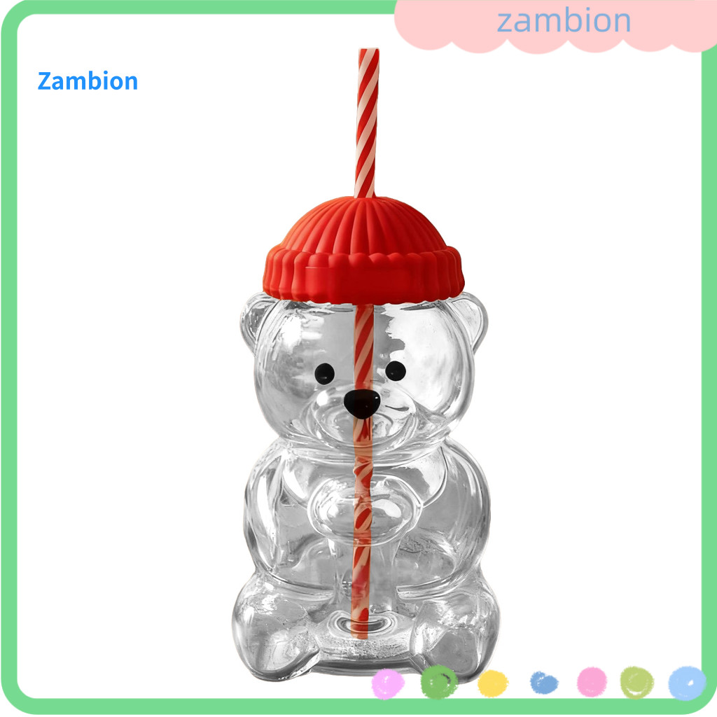 Glass Bear Sippy Cup Fun with Lid and Straw – Cute Design Tumbler for Juice Milk Tea Smoothies for Kids for Southeast