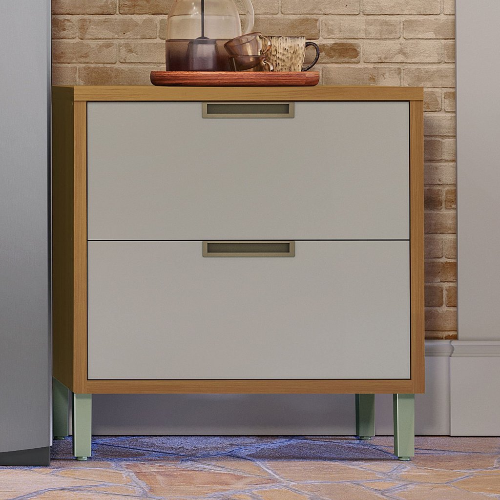 Balcão para Cozinha 1 Porta 1 Gaveta Imperatriz 100% MDF Marrom/Freijó/Off White Freijó/Off White