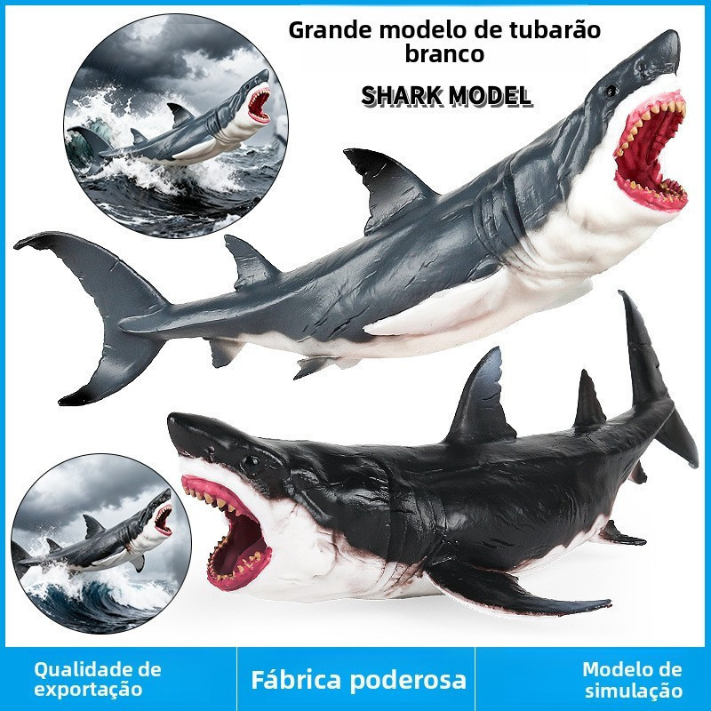 Brinquedo Infantil de Simulação de Animais Marinhos: Tubarão Branco, Narval, Tubarão Cinza, Lula - Figuras para Meninos