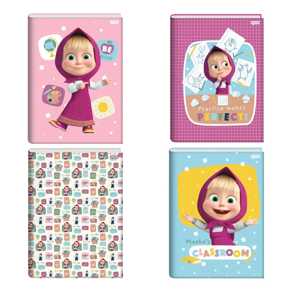 Caderno Brochurão Capa Dura 80fls Masha E O Urso Jandaia