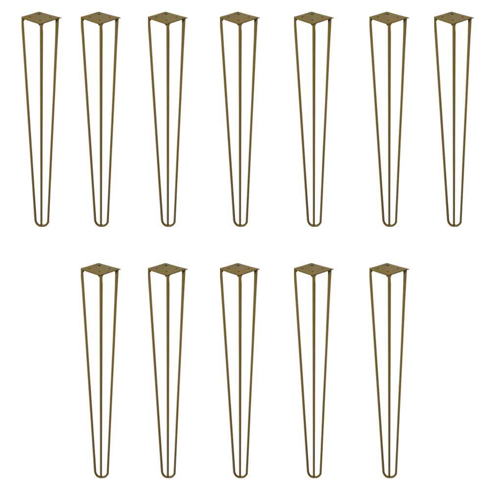 Imagem Kit 12 Pés de Metal 60 CM Hairpin Legs Mesa de Canto Aparador Dourado G41
