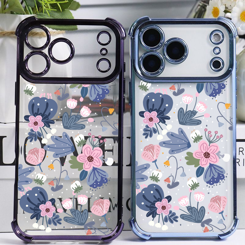 Rosa Azul Pequena Flor Planta Caso De Telefone Celular Para OPPO A6C F29 A17 A16 A15 A54 A31 A9 2020 A5S A3S A55 A57 A72