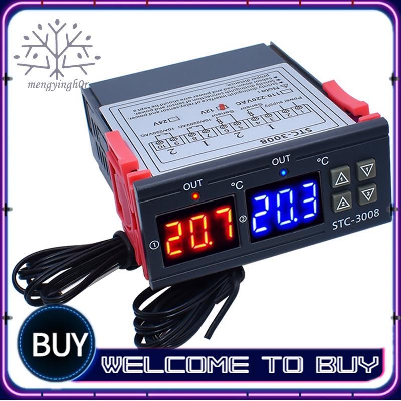 Controlador De Temperatura Digital Duplo-3008 , Termostato De Saída De Dois Relés , Aquecedor Com De Sonda 12V