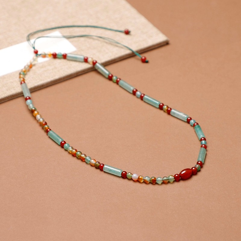 Estilo chinês Original Dongling Jade ágata clavícula corrente nicho Design exclusivo Retro colar feito à mão acessórios 