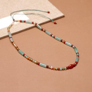 Estilo chinês Original Dongling Jade ágata clavícula corrente nicho Design exclusivo Retro colar feito à mão acessórios 