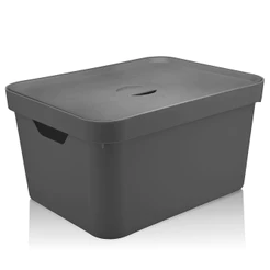Caixa Organizadora Cube Retangular Tampa 32L Chumbo Polipropileno Resistente Coleção Nordi Closet Ou