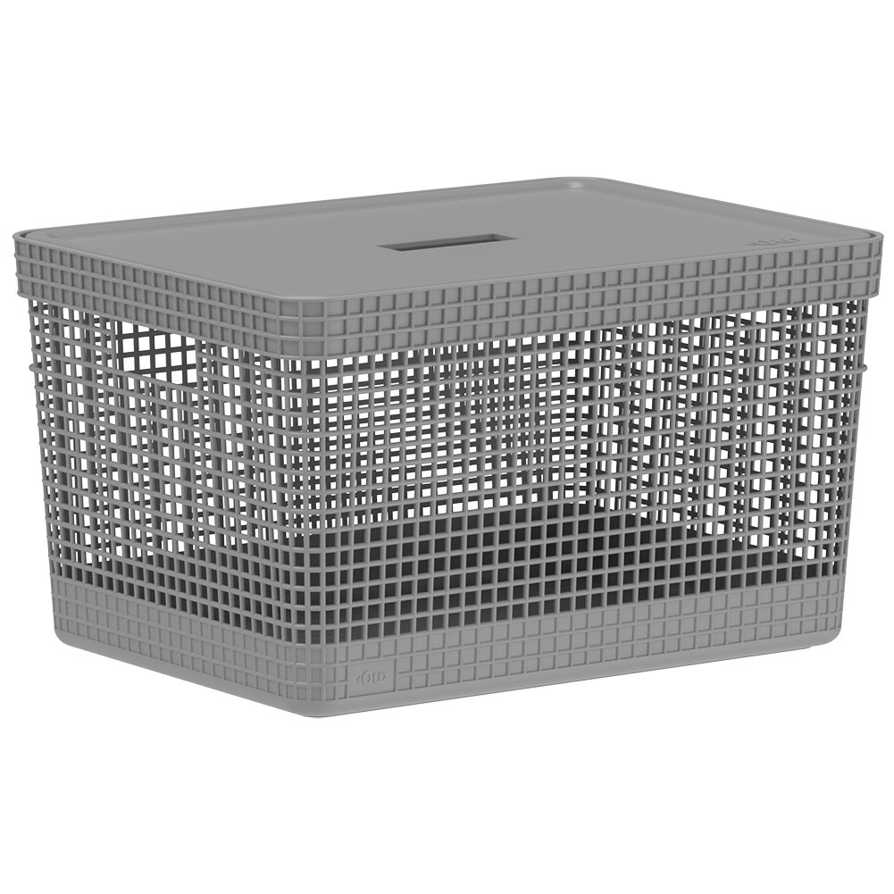 Cesto Grid com Tampa 20L Chumbo - Ou em Oferta na Shopee
