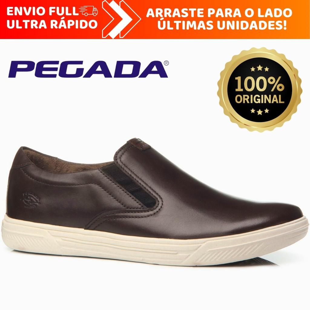Tênis Casual Social Pegada Masculino Macio e Confortável 100% em Couro Legítimo Mocassim Original