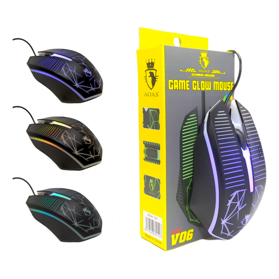 Mouse Gamer Glow RGB Usb LED PC Notebook OAS-V06