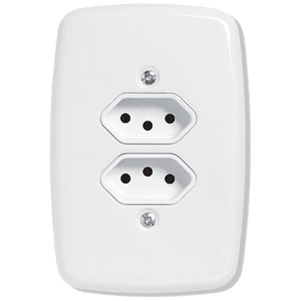 Tomada Ideale Pluzie Dupla 2P+T 20A com Placa 4x2 Branca em Oferta na Shopee