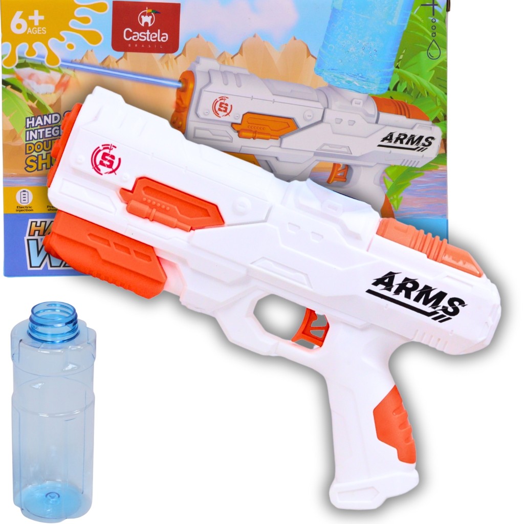 Brinquedo de Água  Pistola Recarregável c/ Reservatório Cor Laranja - Castela em Oferta na Shopee