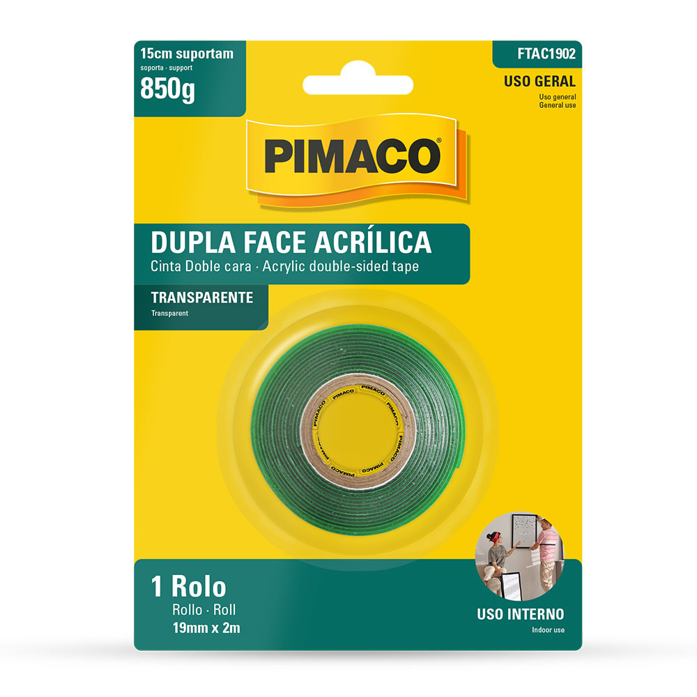 Fita dupla face acrílica 19mmX2m Pimaco em Oferta na Shopee