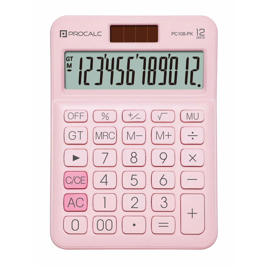 Calculadora de mesa 12 dígitos PC108-PK Rosa Procalc