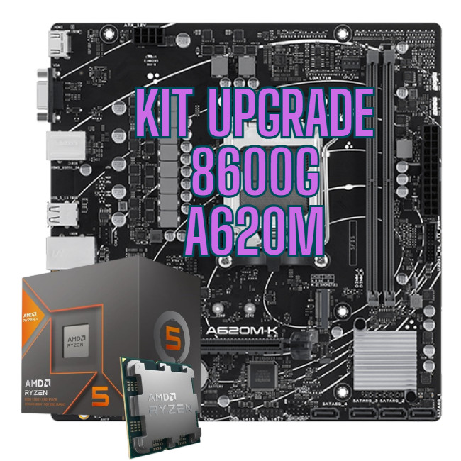 Kit Upgrade Gamer Placa mãe A620M + CPU AMD Processador 8600G