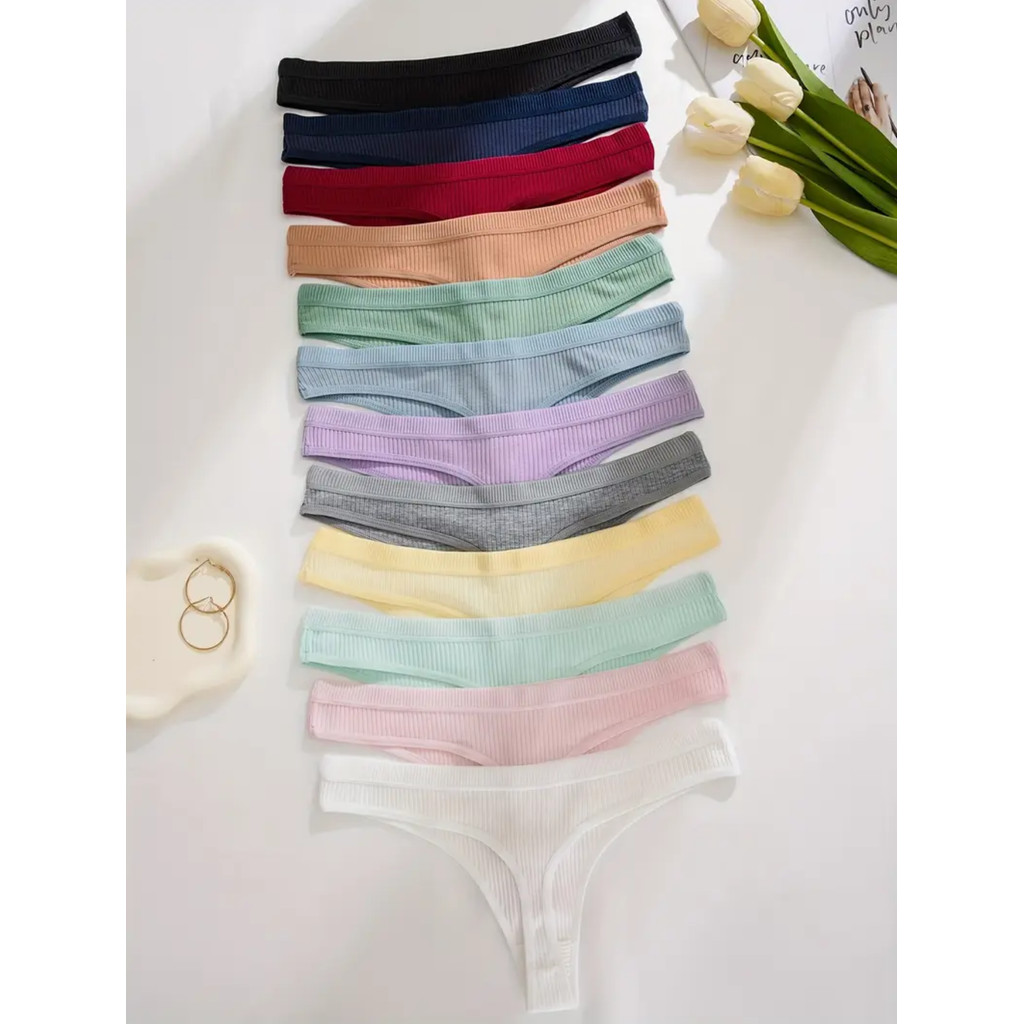 Kit Calcinhas Fio Dental Feminina Algodão Canelado em Oferta na Shopee