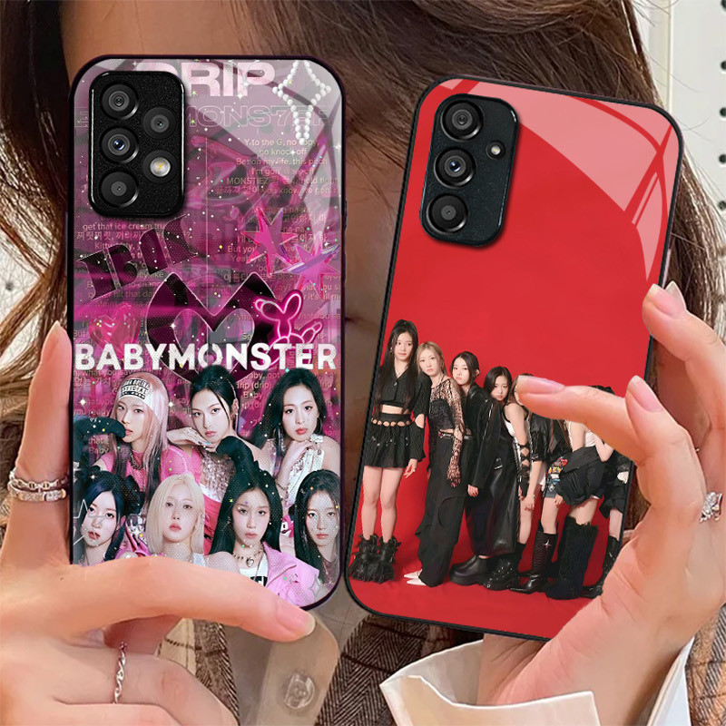 BABYMONSTER 02 Capa De Telefone De Vidro Para Samsung Galaxy A16 A15 A25 A35 A55 A53 A54 A34 A14 A32 A52 4G 5G A56 A54