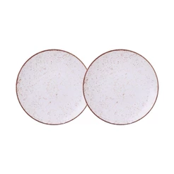 Jogo de Pratos Rasos 2 Peças Rústico 25 cm Porcelana Decorada Tramontina