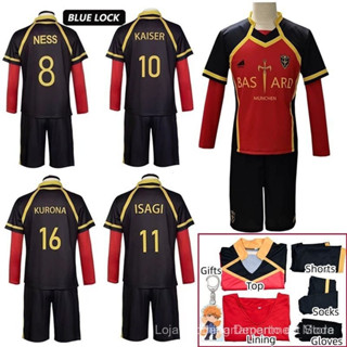 Uniforme de Cosplay de Anime Blue Lock Bastard Munique Yoichi Isagi Red Ness Kaiser Kurona Camisa de Futebol JHWA para H em Oferta na Shopee