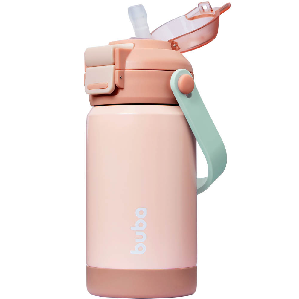 Copo Térmico Parede Dupla Com Bico E Canudo Blush Nude Buba