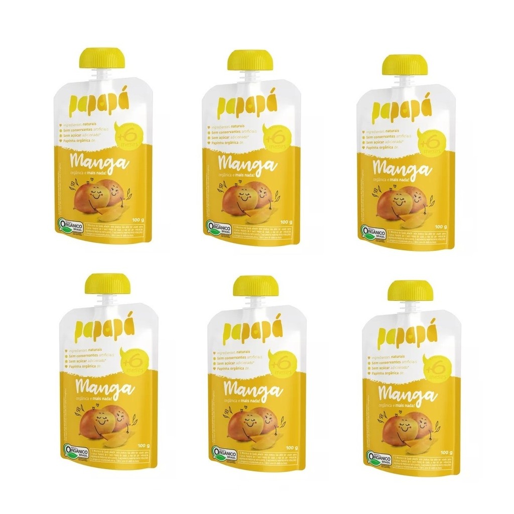Kit 6 Papinha Org Manga Papapá Squeeze 100g