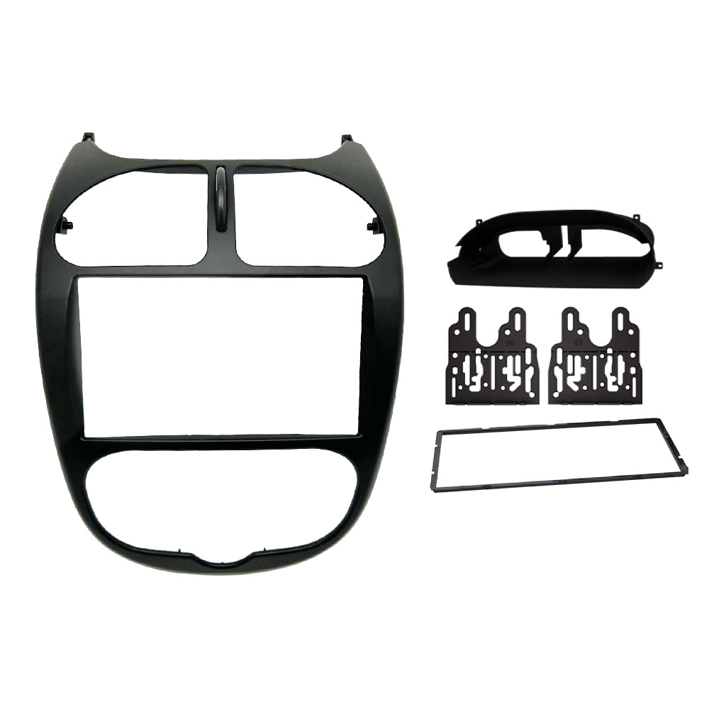 Moldura 2 Din Peugeot 206 p/ MP5 - 2001/2010 - Preto - Fiamon