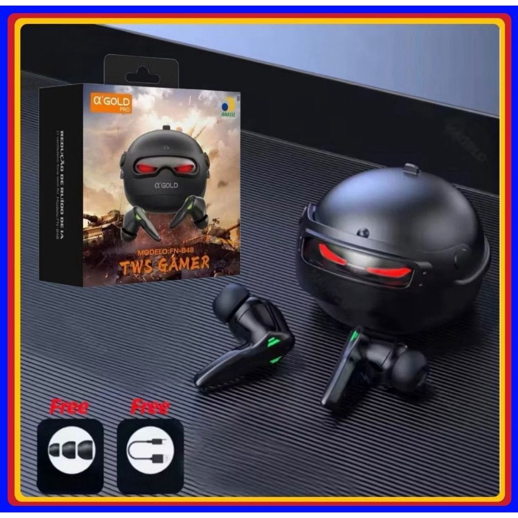 Fone de Ouvido Gamer Capacete Bluetooth Sem Fio Fone TWS Com Redução De Ruído A' Gold FN-B48