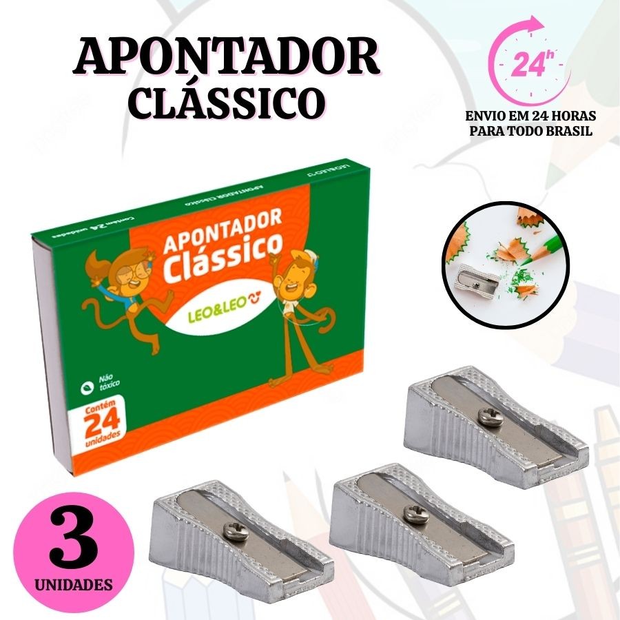 Conjunto 3 Apontador de Ferro S/ Depósito Apontador Lápis Atacado Apontador Resistente Classico