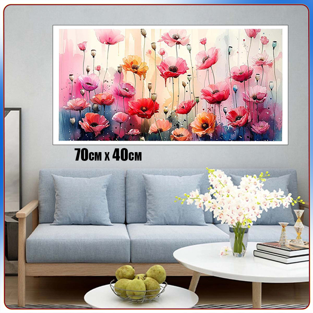 Conjunto de pintura artística com diamante quadrado 5D 70x40cm tinta rosa flor pintura diamante artesanal