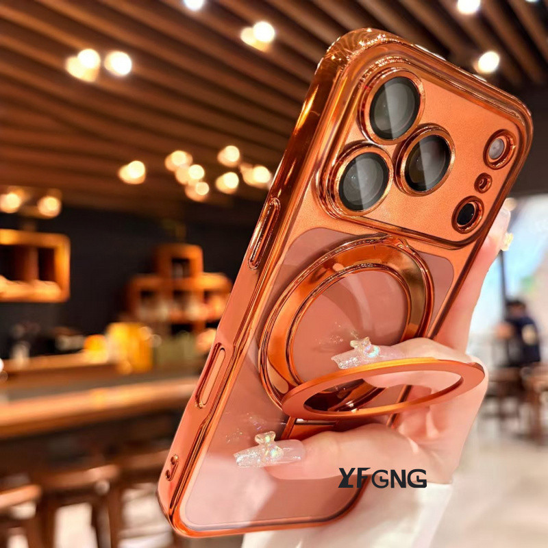 Luxo Chapeamento Suporte Anel Magnético Caso Para iPhone 17 16 15 14 13 12 Pro Max Capa De Carregamento Sem Fio em Oferta na Shopee