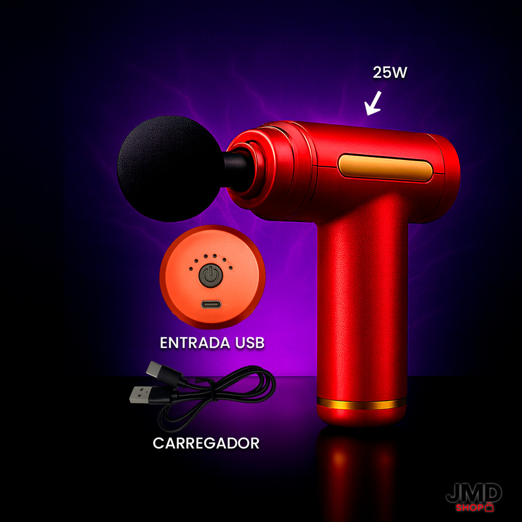 Massageador Elétrico Profissional Muscular Pistola Corporal Portátil Recarregável com 6 Velocidade Super Forte Massagem