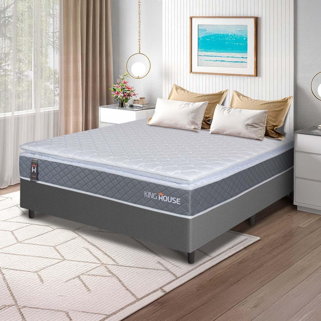 Conjunto Box Cinza Luanda Cinza Espuma D28 Viúva 128x188x62 - King House em Oferta na Shopee