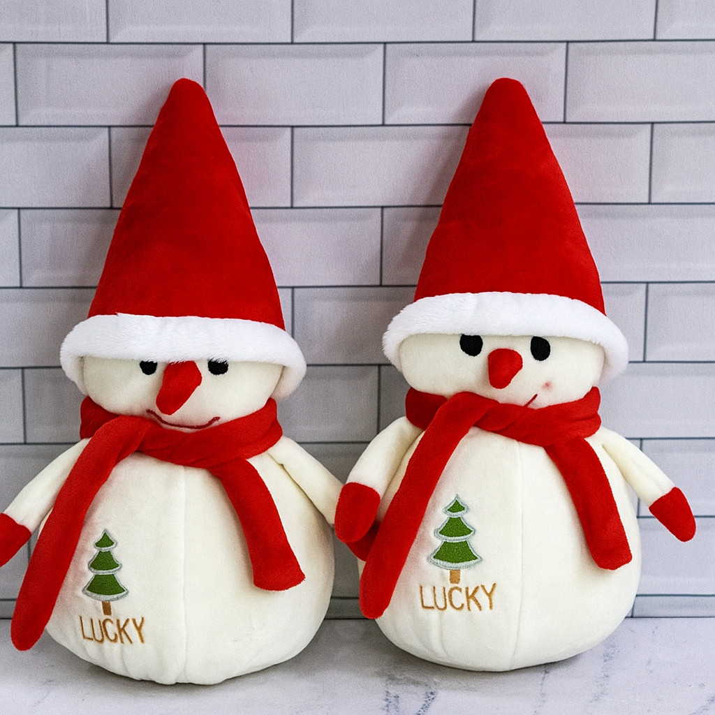 Kit 2 Bonecos de Neve Pelúcia 22cm Urso Enfeite Natal Decoração Presente Natalino Casa Árvore/ENVIO IMEDIATO