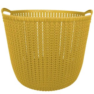 Cesto Trançado Circular Grande Mostarda em Oferta na Shopee